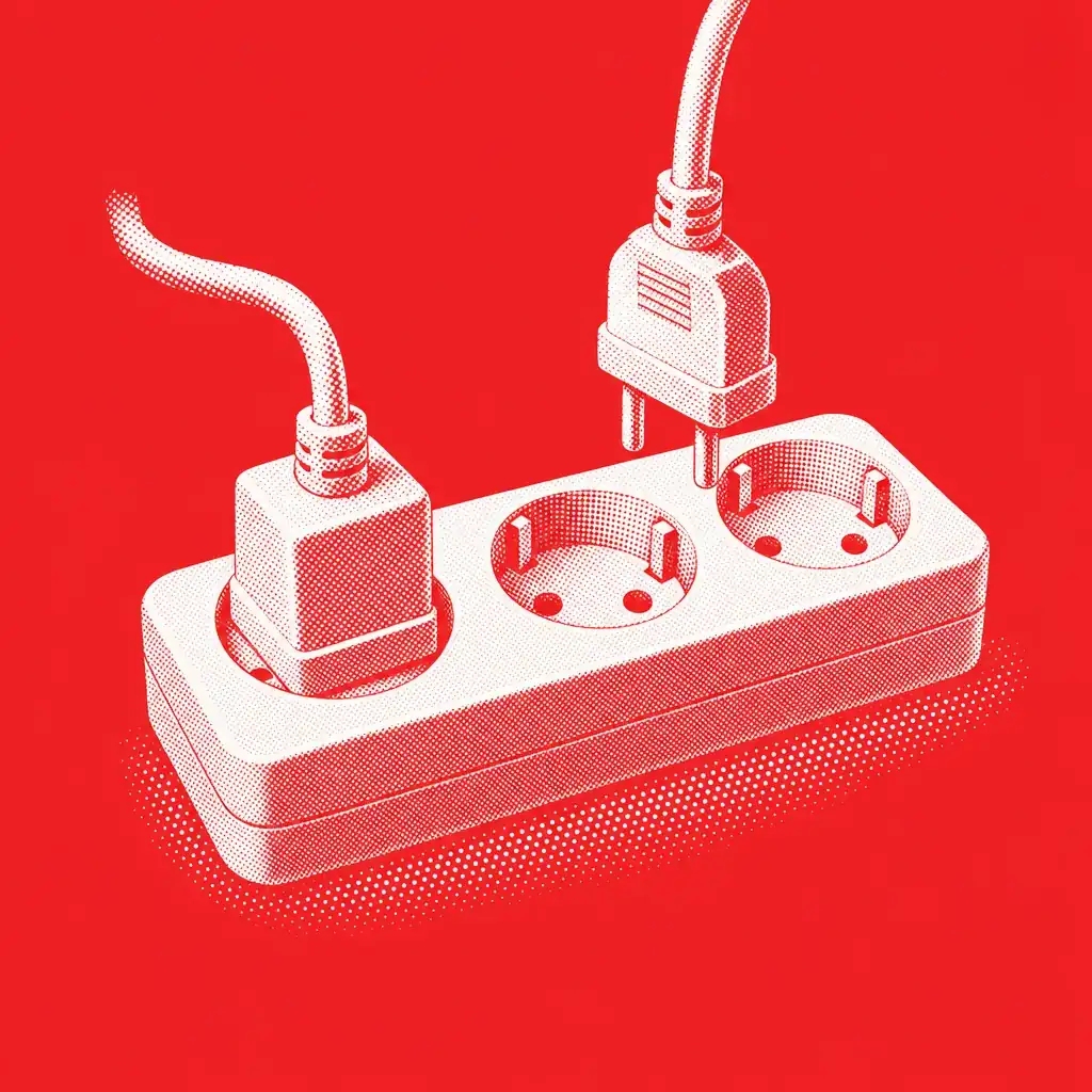 Halftone figure: multi-socket plug bank