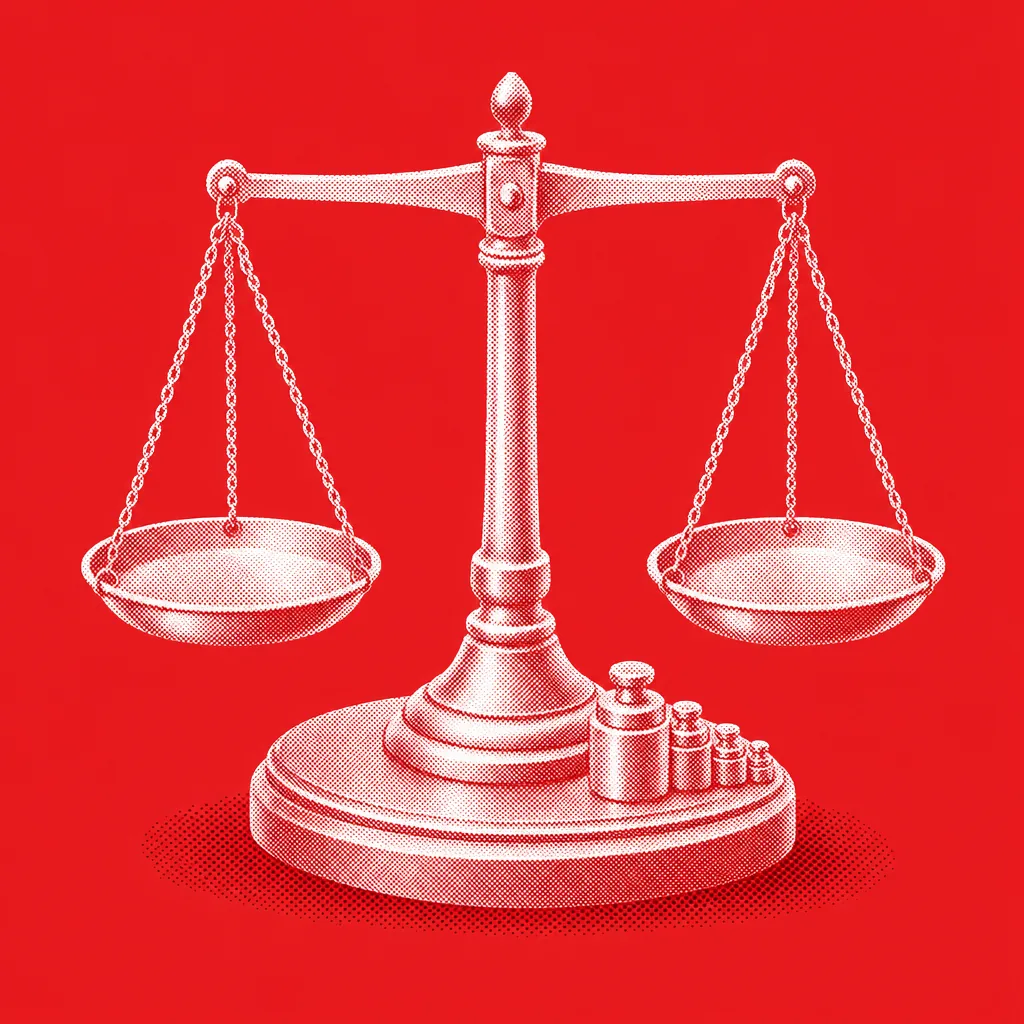 Halftone figure: balance scale with calibration weights