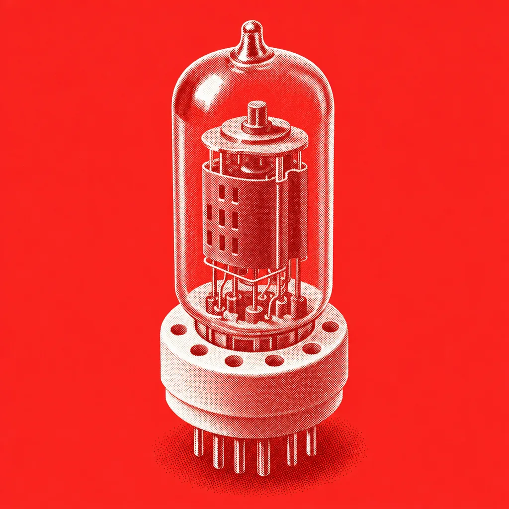 Halftone figure: vacuum tube in a ceramic socket