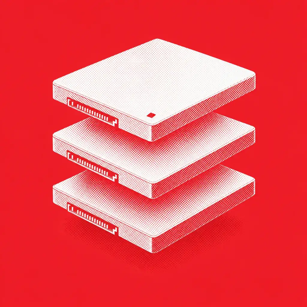 Halftone figure: stacked storage drives